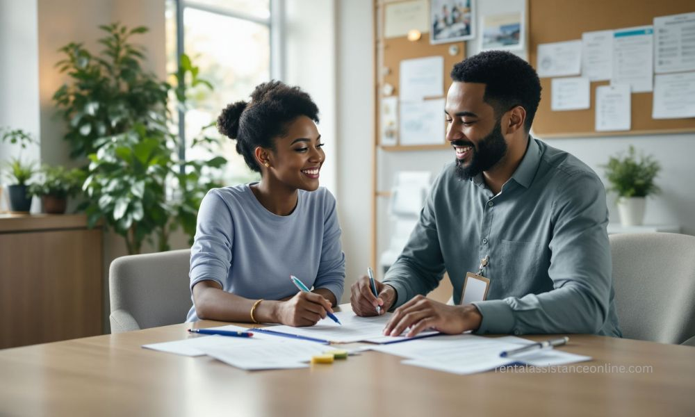 Tenant meeting with housing counselor to apply for emergency rental assistance program