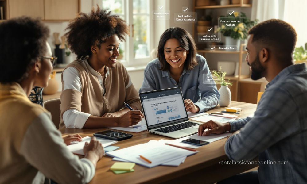 Family reviewing HUD income limits and checklist for Section 8 rental assistance next steps