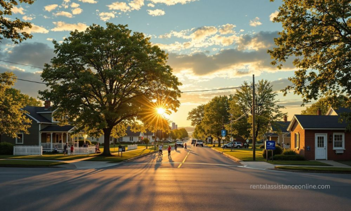 Section 8 Housing in Small Towns with Shorter Waits Modest homes in a small Midwestern town representing faster Section 8 access and lower wait times