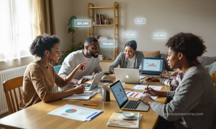 Section 8 Rental Assistance Income Limits Family reviewing HUD Section 8 income limits and eligibility charts for rental assistance