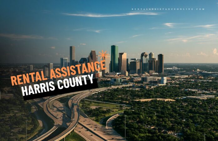 rental assistance harris county Harris County from a distance with downtown Houston in the background